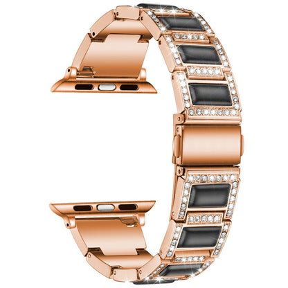 Bracelet de montre de remplacement à trois perles avec diamants et pierres précieuses pour la série Apple Watch, 7 41mm / 6 & SE & 5 & 4 40mm / 3 & 2 & 1 38mm, 7 45mm / 6 & SE & 5 & 4 44mm / 3 & 2 & 1 42mm