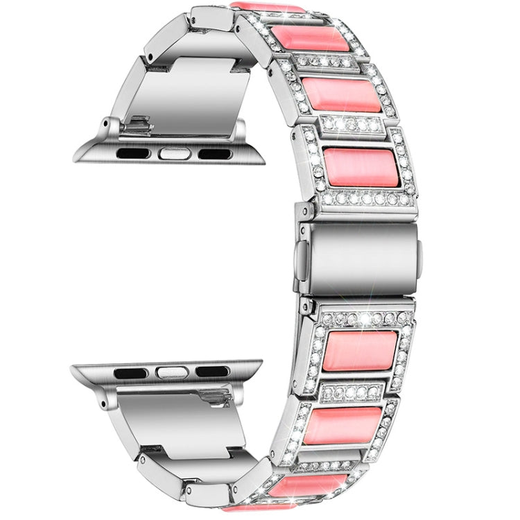 Bracelet de montre de remplacement à trois perles avec diamants et pierres précieuses pour la série Apple Watch, 7 41mm / 6 & SE & 5 & 4 40mm / 3 & 2 & 1 38mm, 7 45mm / 6 & SE & 5 & 4 44mm / 3 & 2 & 1 42mm