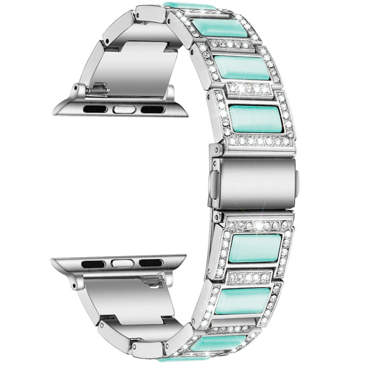 Bracelet de montre de remplacement à trois perles avec diamants et pierres précieuses pour la série Apple Watch, 7 41mm / 6 & SE & 5 & 4 40mm / 3 & 2 & 1 38mm, 7 45mm / 6 & SE & 5 & 4 44mm / 3 & 2 & 1 42mm