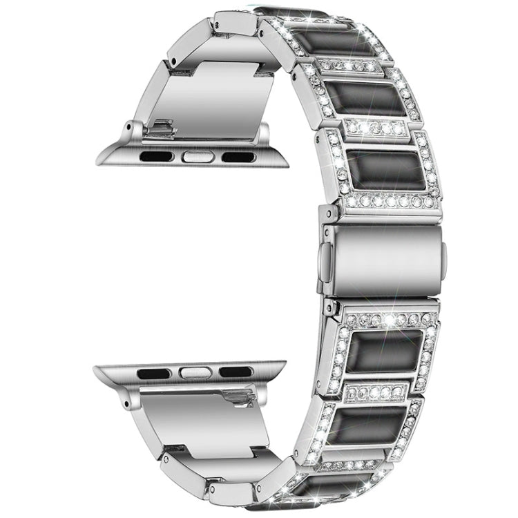Bracelet de montre de remplacement à trois perles avec diamants et pierres précieuses pour la série Apple Watch, 7 41mm / 6 & SE & 5 & 4 40mm / 3 & 2 & 1 38mm, 7 45mm / 6 & SE & 5 & 4 44mm / 3 & 2 & 1 42mm