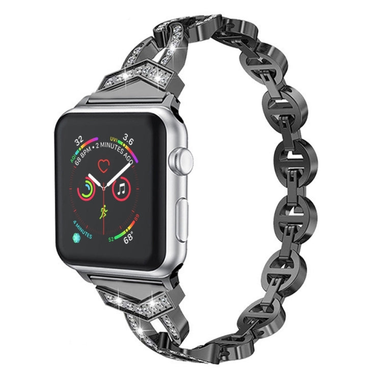 Bracelet de montre de remplacement en acier inoxydable diamant pour la série Apple Watch, 7 41mm / 6 & SE & 5 & 4 40mm / 3 & 2 & 1 38mm, 7 45mm / 6 & SE & 5 & 4 44mm / 3 & 2 & 1 42mm