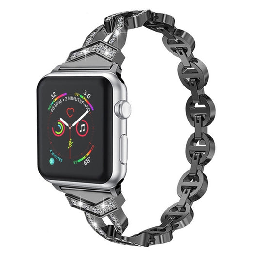 Bracelet de montre de remplacement en acier inoxydable diamant pour la série Apple Watch, 7 41mm / 6 & SE & 5 & 4 40mm / 3 & 2 & 1 38mm, 7 45mm / 6 & SE & 5 & 4 44mm / 3 & 2 & 1 42mm