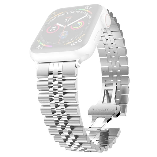Largeur du bracelet de montre de rechange en acier inoxydable à cinq perles pour femmes: 20 mm pour la série Apple Watch, 7 45mm / 6 & SE & 5 & 4 44mm / 3 & 2 & 1 42mm, 7 41mm / 6 & SE & 5 & 4 40mm / 3 & 2 & 1 38mm