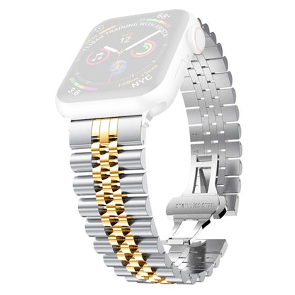 Largeur du bracelet de montre de rechange en acier inoxydable à cinq perles pour femmes: 20 mm pour la série Apple Watch, 7 45mm / 6 & SE & 5 & 4 44mm / 3 & 2 & 1 42mm, 7 41mm / 6 & SE & 5 & 4 40mm / 3 & 2 & 1 38mm