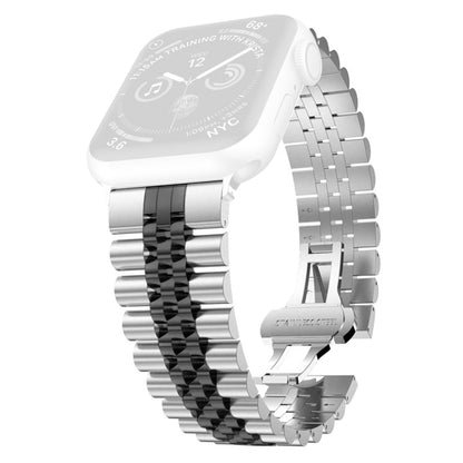 Largeur du bracelet de montre de rechange en acier inoxydable à cinq perles pour femmes: 20 mm pour la série Apple Watch, 7 45mm / 6 & SE & 5 & 4 44mm / 3 & 2 & 1 42mm, 7 41mm / 6 & SE & 5 & 4 40mm / 3 & 2 & 1 38mm