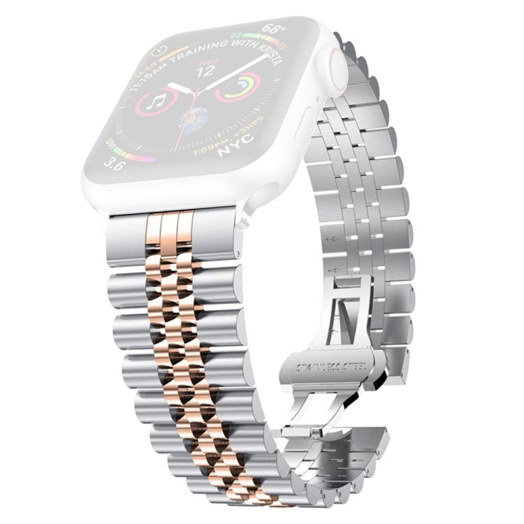 Largeur du bracelet de montre de rechange en acier inoxydable à cinq perles pour femmes: 20 mm pour la série Apple Watch, 7 45mm / 6 & SE & 5 & 4 44mm / 3 & 2 & 1 42mm, 7 41mm / 6 & SE & 5 & 4 40mm / 3 & 2 & 1 38mm