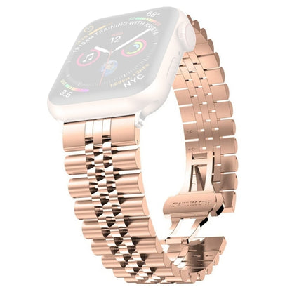 Largeur du bracelet de montre de rechange en acier inoxydable à cinq perles pour femmes: 20 mm pour la série Apple Watch, 7 45mm / 6 & SE & 5 & 4 44mm / 3 & 2 & 1 42mm, 7 41mm / 6 & SE & 5 & 4 40mm / 3 & 2 & 1 38mm