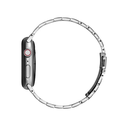 Bracelet de montre de remplacement en métal à trois perles ultra-mince pour la série Apple Watch, 7 41mm / 6 & SE & 5 & 4 40mm / 3 & 2 & 1 38mm, 7 45mm / 6 & SE & 5 & 4 44mm / 3 & 2 & 1 42mm