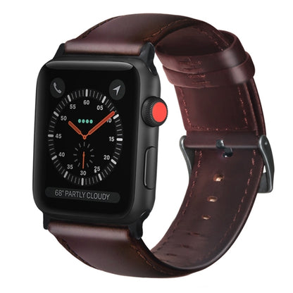 Bracelet de montre en cuir véritable ciré à l'huile, For Apple Watch Series 8&7 41mm / SE 2&6&SE&5&4 40mm / 3&2&1 38mm, For Apple Watch Series 7 41mm / 6 & SE & 5 & 4 40mm / 3 & 2 & 1 38mm                                                                ...