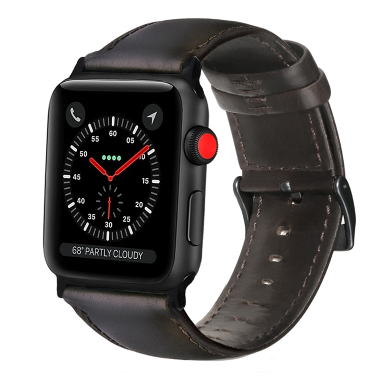Bracelet de montre en cuir véritable ciré à l'huile, For Apple Watch Series 8&7 41mm / SE 2&6&SE&5&4 40mm / 3&2&1 38mm, For Apple Watch Series 7 41mm / 6 & SE & 5 & 4 40mm / 3 & 2 & 1 38mm                                                                ...