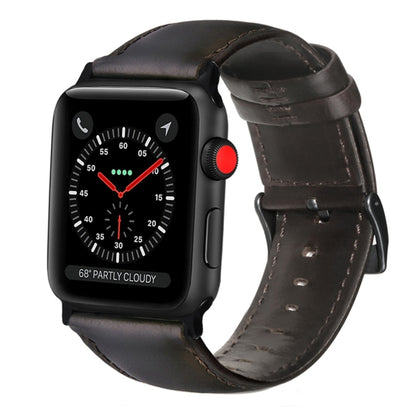 Bracelet de montre en cuir véritable ciré à l'huile, For Apple Watch Series 8&7 41mm / SE 2&6&SE&5&4 40mm / 3&2&1 38mm, For Apple Watch Series 7 41mm / 6 & SE & 5 & 4 40mm / 3 & 2 & 1 38mm                                                                ...