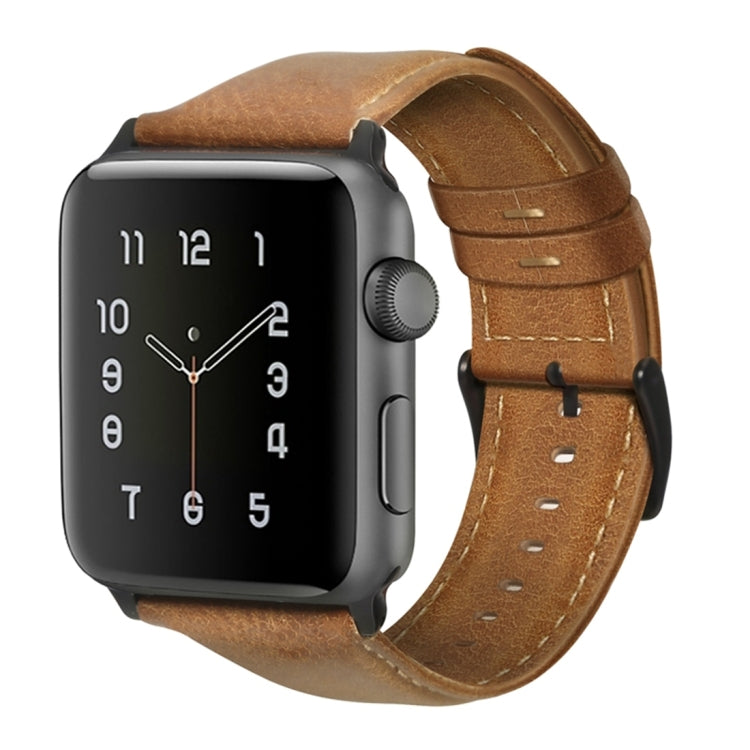 Bracelet de montre en cuir véritable ciré à l'huile, For Apple Watch Series 8&7 41mm / SE 2&6&SE&5&4 40mm / 3&2&1 38mm, For Apple Watch Series 7 41mm / 6 & SE & 5 & 4 40mm / 3 & 2 & 1 38mm                                                                ...