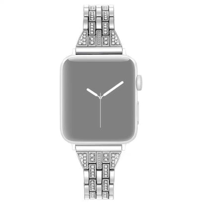 Bracelet de montre en alliage de diamants à double rangée, For Apple Watch Series 7 41mm / 6 & SE & 5 & 4 40mm / 3 & 2 & 1 38mm