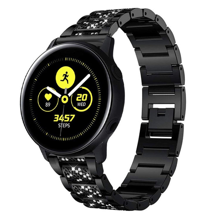 Bracelet de montre de remplacement universel en acier diamanté à trois perles de 22 mm, 22mm