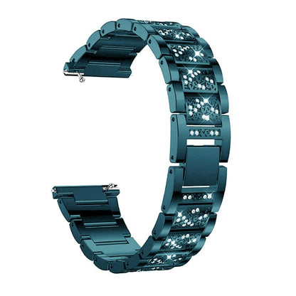 Bracelet de montre de remplacement universel en acier diamanté à trois perles de 22 mm, 22mm