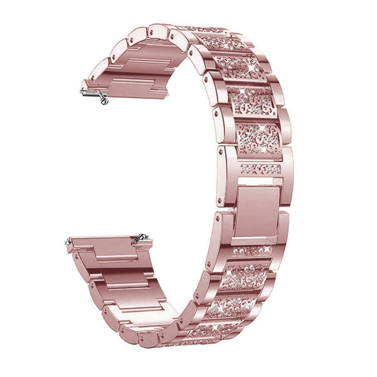 Bracelet de montre de remplacement universel en acier diamanté à trois perles de 22 mm, 22mm