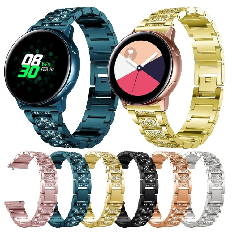 Bracelet de montre de remplacement universel en acier diamanté à trois perles de 22 mm, 22mm