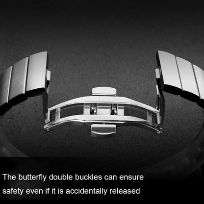 Pour Samsung Smart Watch Bracelet de montre à boucle papillon en acier à une perle, 18mm, 20mm, 22mm