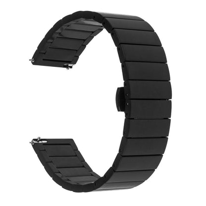 Pour Samsung Smart Watch Bracelet de montre à boucle papillon en acier à une perle, 18mm, 20mm, 22mm