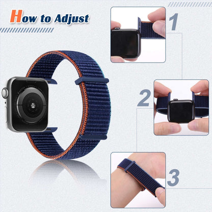Bracelet de montre de remplacement à double section à fermeture auto-agrippante pour la série Apple Watch, 7 41mm / 6&SE&5&4 40mm / 3&2&1 38mm, 7 45mm / 6&SE&5&4 44mm / 3&2&1 42mm