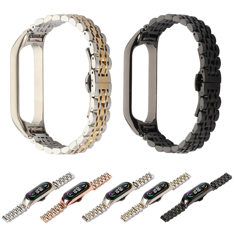 Bracelet de montre en acier inoxydable à sept perles, For Xiaomi Mi Band 6 / 5, For Xiaomi Mi Band 4 / 3