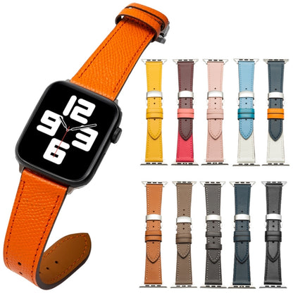 Bracelet de montre en cuir de vachette avec fermoir papillon, For Apple Watch Series 8&7 41mm / SE 2&6&SE&5&4 40mm / 3&2&1 38mm, For Apple Watch Series 6&SE&5&4 44mm / 3&2&1 42mm, For Apple Watch Series 6&SE& 5&4 40mm / 3 & 2 & 1 38mm