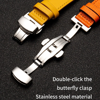 Bracelet de montre en cuir de vachette avec fermoir papillon, For Apple Watch Series 8&7 41mm / SE 2&6&SE&5&4 40mm / 3&2&1 38mm, For Apple Watch Series 6&SE&5&4 44mm / 3&2&1 42mm, For Apple Watch Series 6&SE& 5&4 40mm / 3 & 2 & 1 38mm