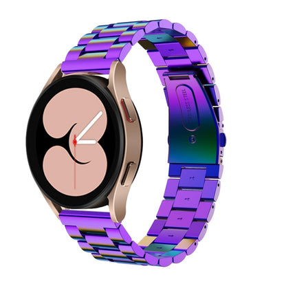 Bracelet de montre universel à tête plate à trois perles en acier inoxydable, For Samsung Galaxy Watch4 40mm/44mm, For Samsung Galaxy Watch4 Classic 42mm/46mm