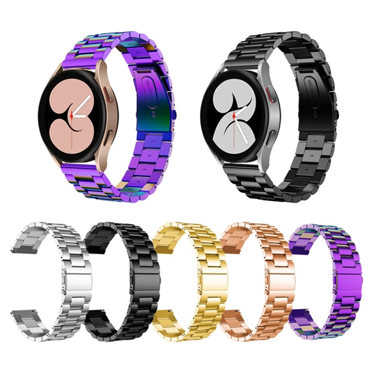 Bracelet de montre universel à tête plate à trois perles en acier inoxydable, For Samsung Galaxy Watch4 40mm/44mm, For Samsung Galaxy Watch4 Classic 42mm/46mm