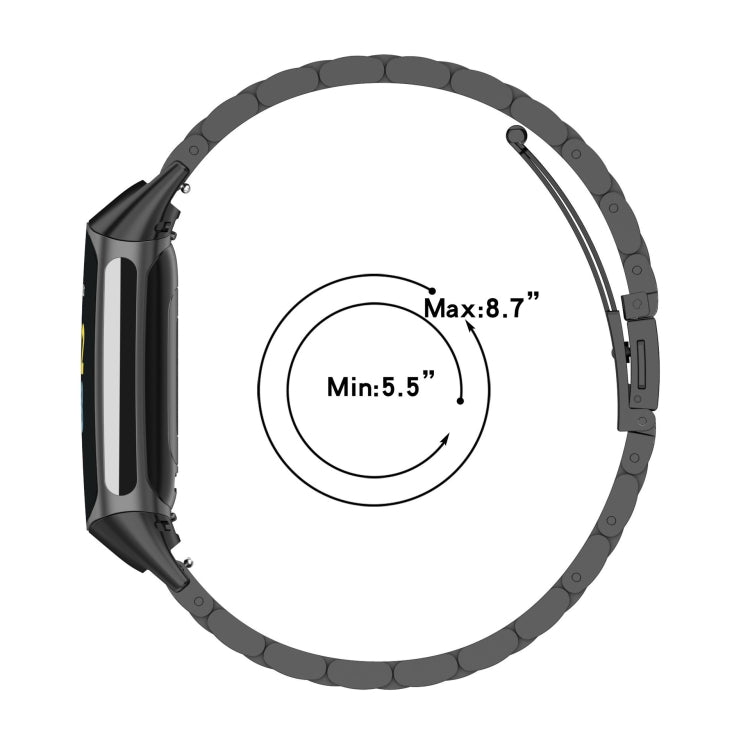 Pour Fitbit Charge 5 Bracelet de montre en acier inoxydable à trois perles