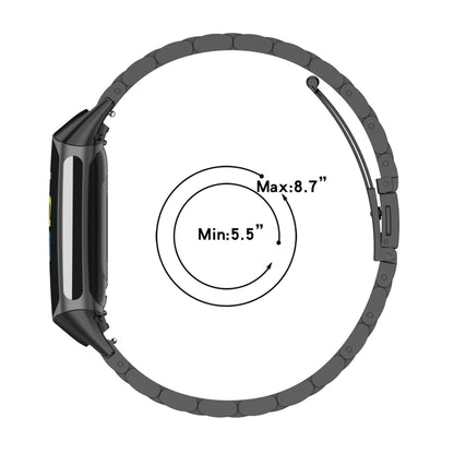 Pour Fitbit Charge 5 Bracelet de montre en acier inoxydable à trois perles