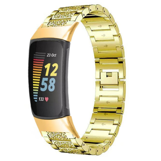 Bracelet de montre en acier inoxydable avec diamants, For Fitbit Charge 5