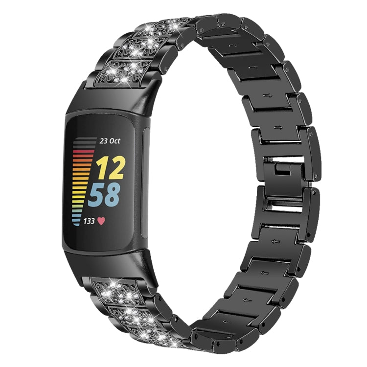 Bracelet de montre en acier inoxydable avec diamants, For Fitbit Charge 5