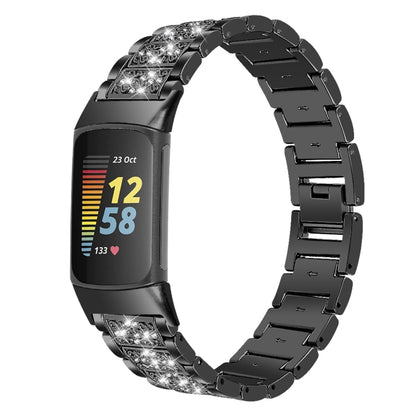 Bracelet de montre en acier inoxydable avec diamants, For Fitbit Charge 5