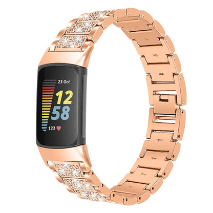 Bracelet de montre en acier inoxydable avec diamants, For Fitbit Charge 5