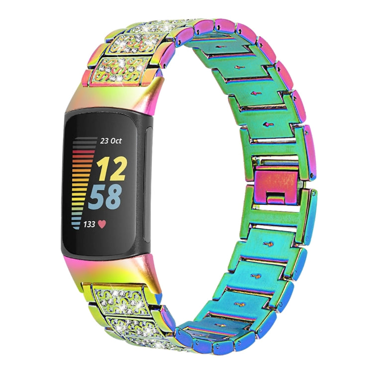 Bracelet de montre en acier inoxydable avec diamants, For Fitbit Charge 5