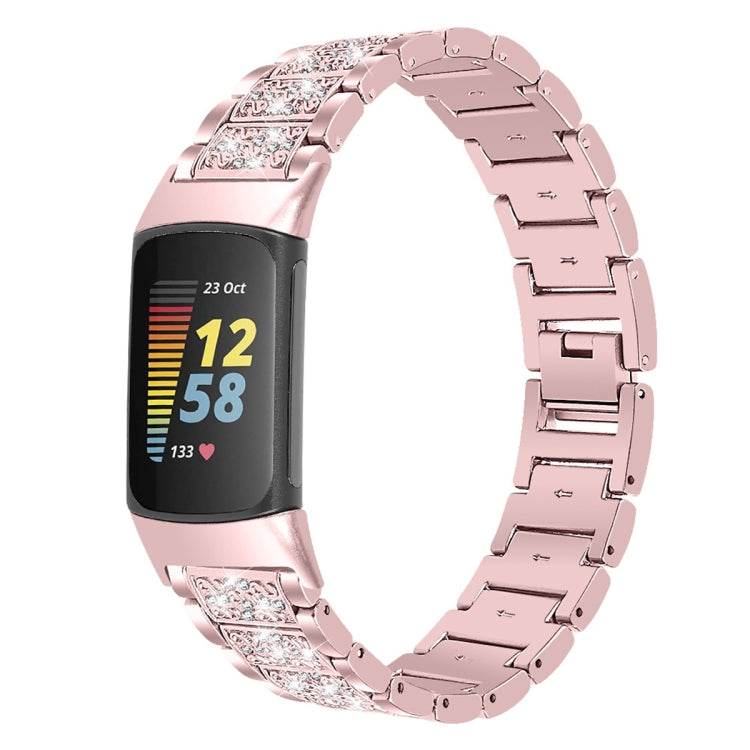 Bracelet de montre en acier inoxydable avec diamants, For Fitbit Charge 5
