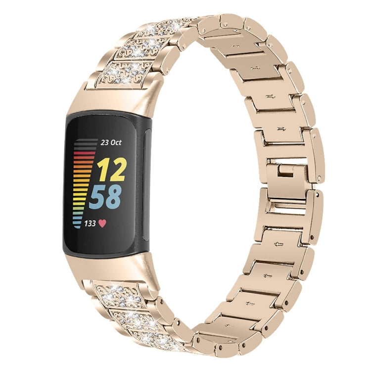 Bracelet de montre en acier inoxydable avec diamants, For Fitbit Charge 5