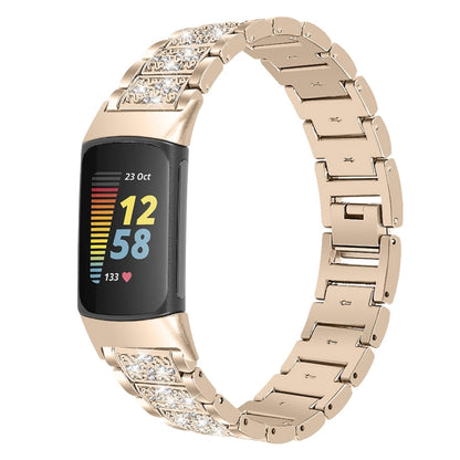 Bracelet de montre en acier inoxydable avec diamants, For Fitbit Charge 5