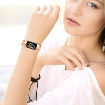 Bracelet de montre en acier inoxydable avec diamants, For Fitbit Charge 5