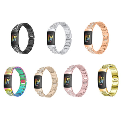 Bracelet de montre en acier inoxydable avec diamants, For Fitbit Charge 5