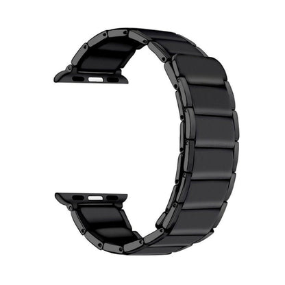 Bracelet de montre de remplacement en acier magnétique à joint en bambou pour la série Apple Watch, 7 41mm / 6&SE&5&4 40mm / 3&2&1 38mm, 7 45mm / 6&SE&5&4 44mm / 3&2&1 42mm