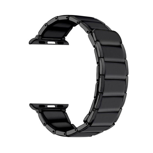 Bracelet de montre de remplacement en acier magnétique à joint en bambou pour la série Apple Watch, 7 41mm / 6&SE&5&4 40mm / 3&2&1 38mm, 7 45mm / 6&SE&5&4 44mm / 3&2&1 42mm