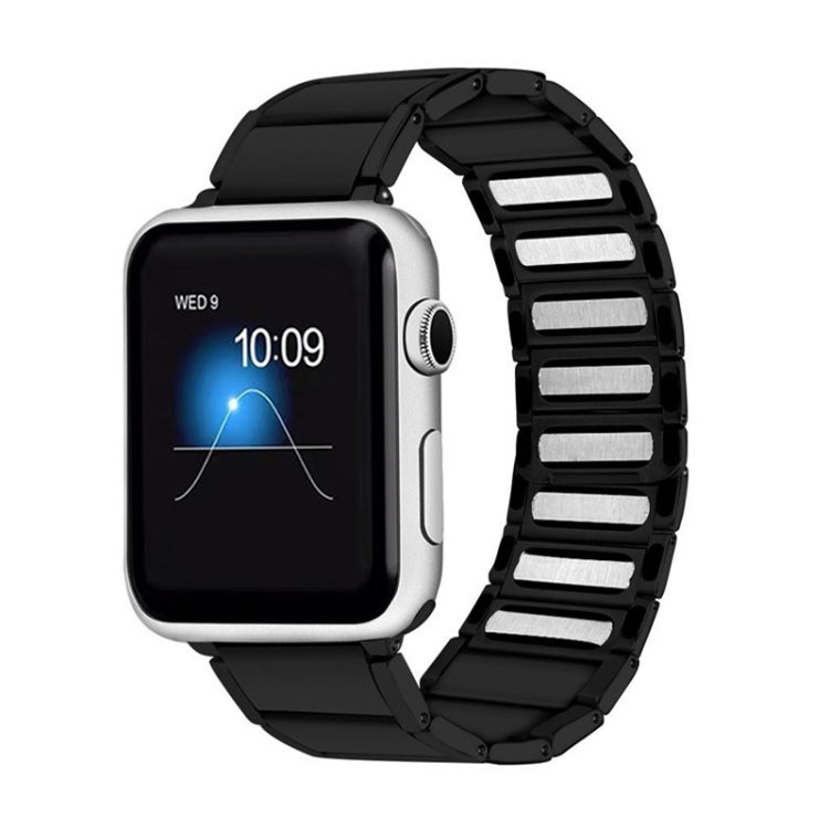 Bracelet de montre de remplacement en acier magnétique à joint en bambou pour la série Apple Watch, 7 41mm / 6&SE&5&4 40mm / 3&2&1 38mm, 7 45mm / 6&SE&5&4 44mm / 3&2&1 42mm