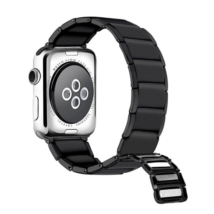 Bracelet de montre de remplacement en acier magnétique à joint en bambou pour la série Apple Watch, 7 41mm / 6&SE&5&4 40mm / 3&2&1 38mm, 7 45mm / 6&SE&5&4 44mm / 3&2&1 42mm
