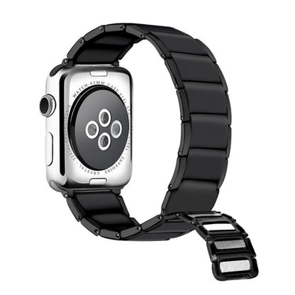 Bracelet de montre de remplacement en acier magnétique à joint en bambou pour la série Apple Watch, 7 41mm / 6&SE&5&4 40mm / 3&2&1 38mm, 7 45mm / 6&SE&5&4 44mm / 3&2&1 42mm