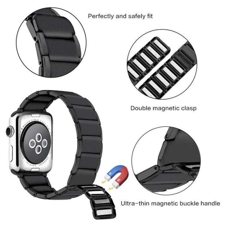 Bracelet de montre de remplacement en acier magnétique à joint en bambou pour la série Apple Watch, 7 41mm / 6&SE&5&4 40mm / 3&2&1 38mm, 7 45mm / 6&SE&5&4 44mm / 3&2&1 42mm