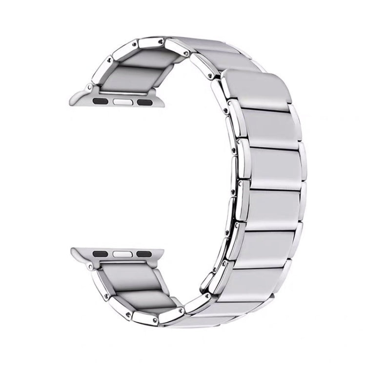 Bracelet de montre de remplacement en acier magnétique à joint en bambou pour la série Apple Watch, 7 41mm / 6&SE&5&4 40mm / 3&2&1 38mm, 7 45mm / 6&SE&5&4 44mm / 3&2&1 42mm