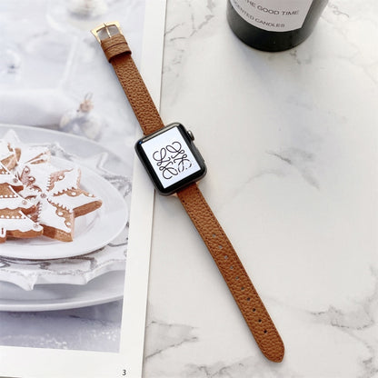 Bracelet de montre amincissant à texture litchi pour la série Apple Watch, 7 41mm / 6&SE&5&4 40mm / 3&2&1 38mm, 7 45mm / 6&SE&5&4 44mm / 3&2&1 42mm
