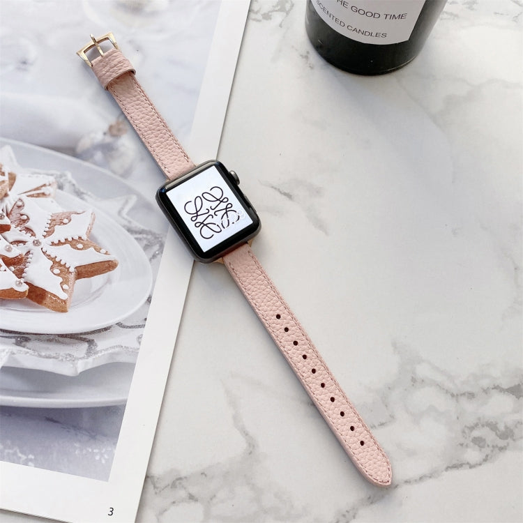 Bracelet de montre amincissant à texture litchi pour la série Apple Watch, 7 41mm / 6&SE&5&4 40mm / 3&2&1 38mm, 7 45mm / 6&SE&5&4 44mm / 3&2&1 42mm